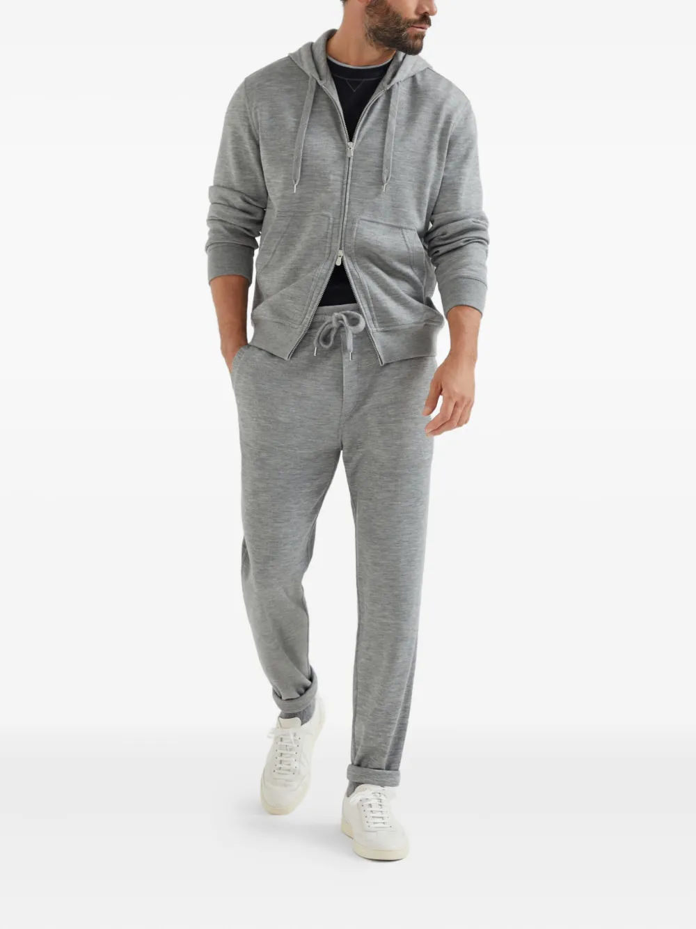 

Облегающие брюки-джоггеры со шнурком Brunello Cucinelli, серый