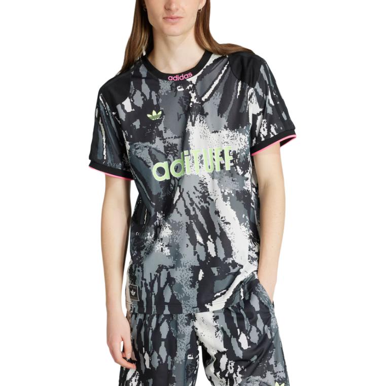 Футболка Archive Aop Jersey Adidas Originals, серый/черный/белый/зеленый/розовый — фото 3