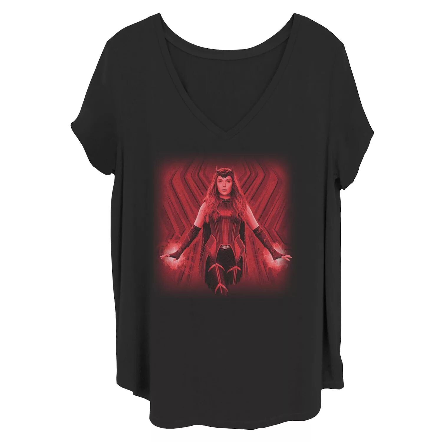 

Детская футболка больших размеров с фактурным портретом Marvel WandaVision Scarlet Witch Licensed Character, черный