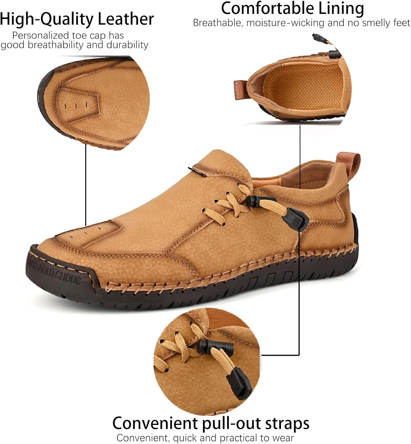 Мокасины мужские кожаные, Loafers, коричневый LVOMU — фото 3