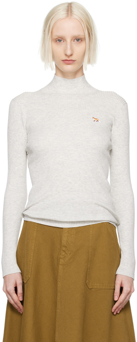 

Водолазка с нашивками из серого лисьего детеныша Maison Kitsune