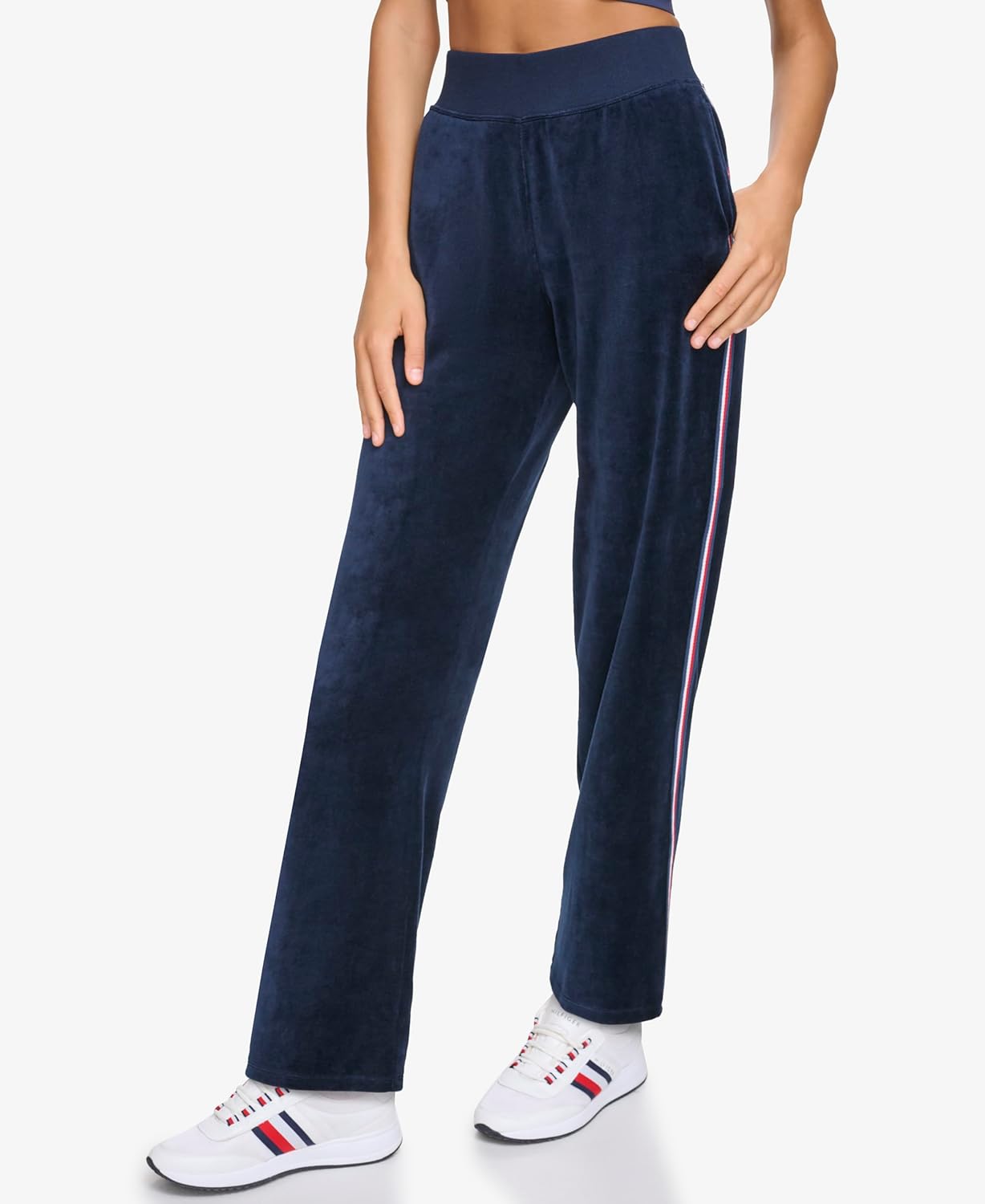 Женские спортивные штаны Tommy Hilfiger Velour с боковыми лентами, Navy — фото 2