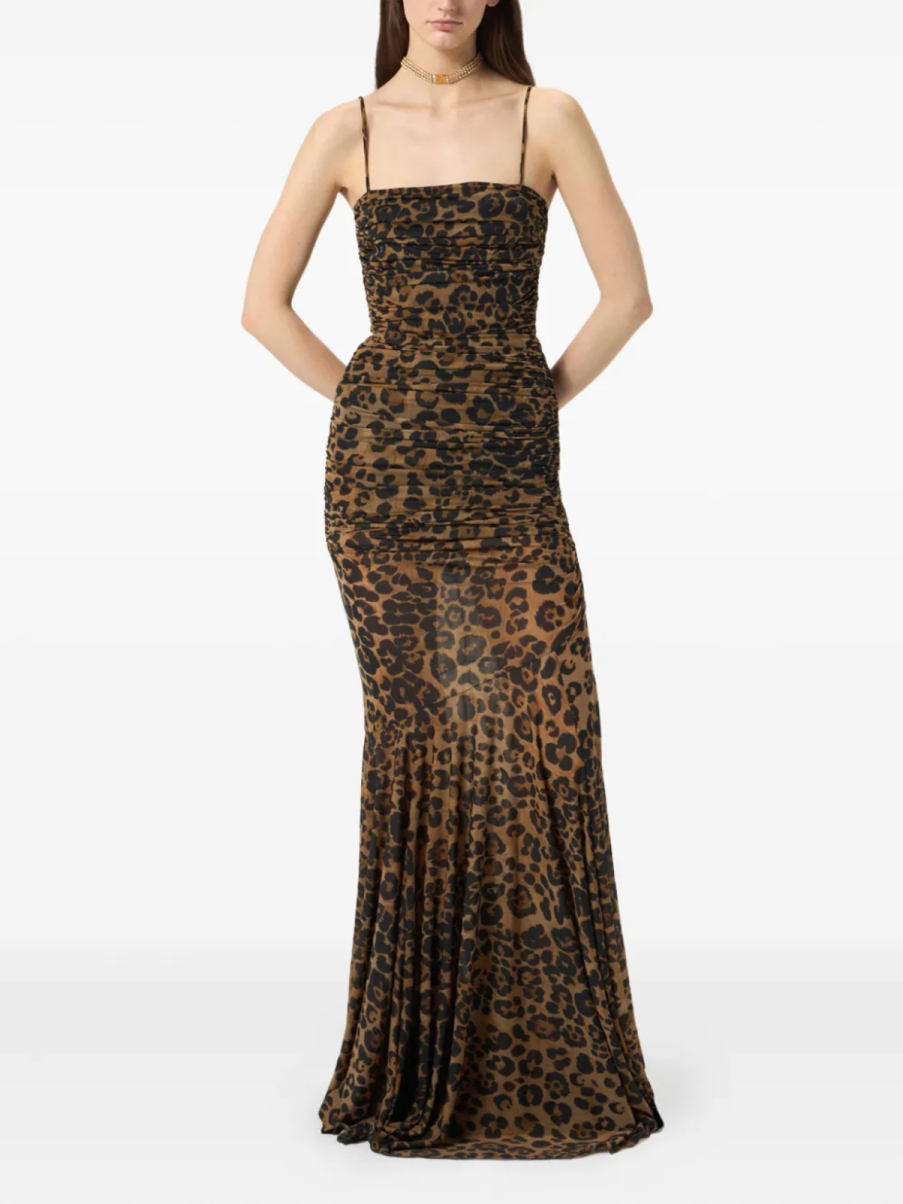 

Blumarine платье с леопардовым принтом и сборками, коричневый