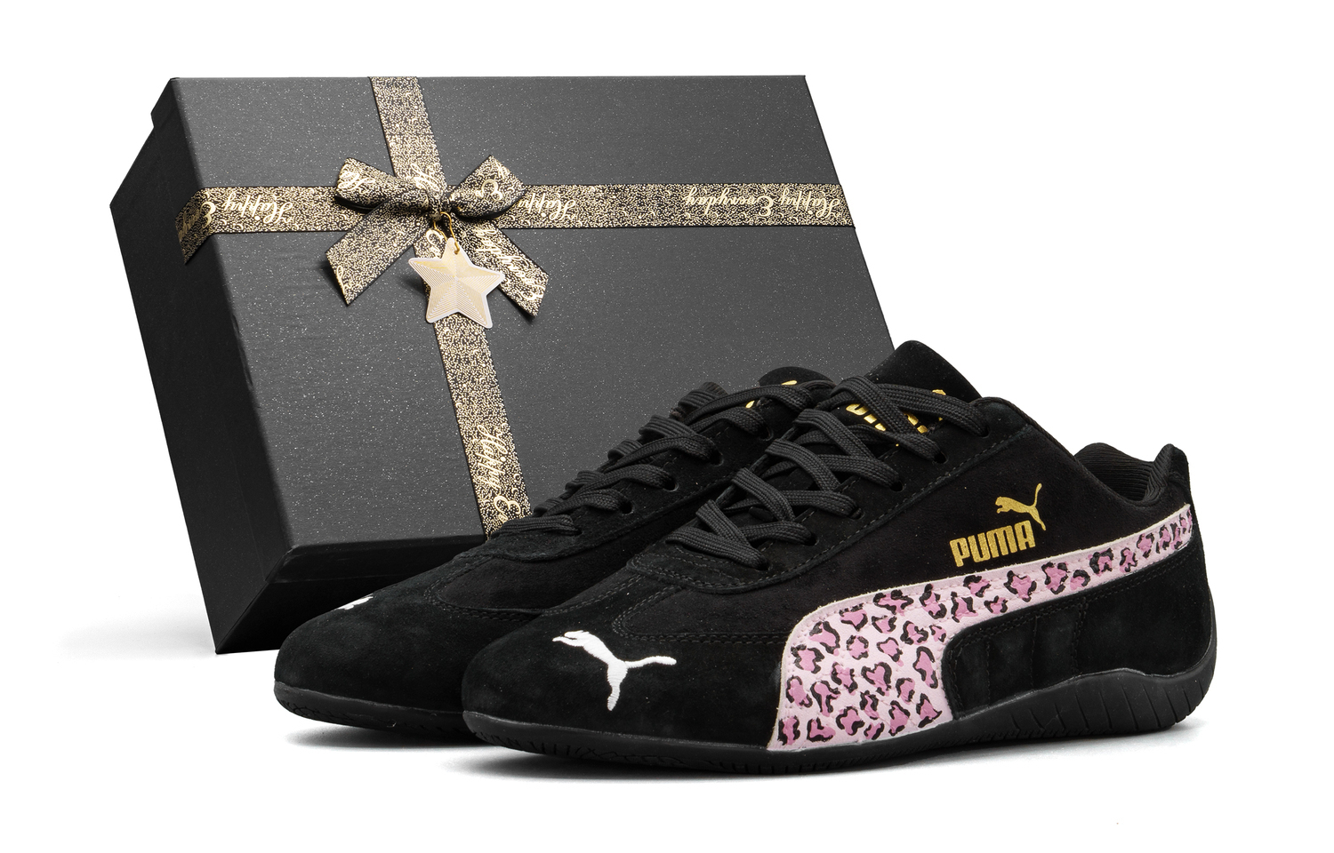 

Puma Износостойкие низкие повседневные кроссовки Speedcat Collection, унисекс, черный с золотыми вставками