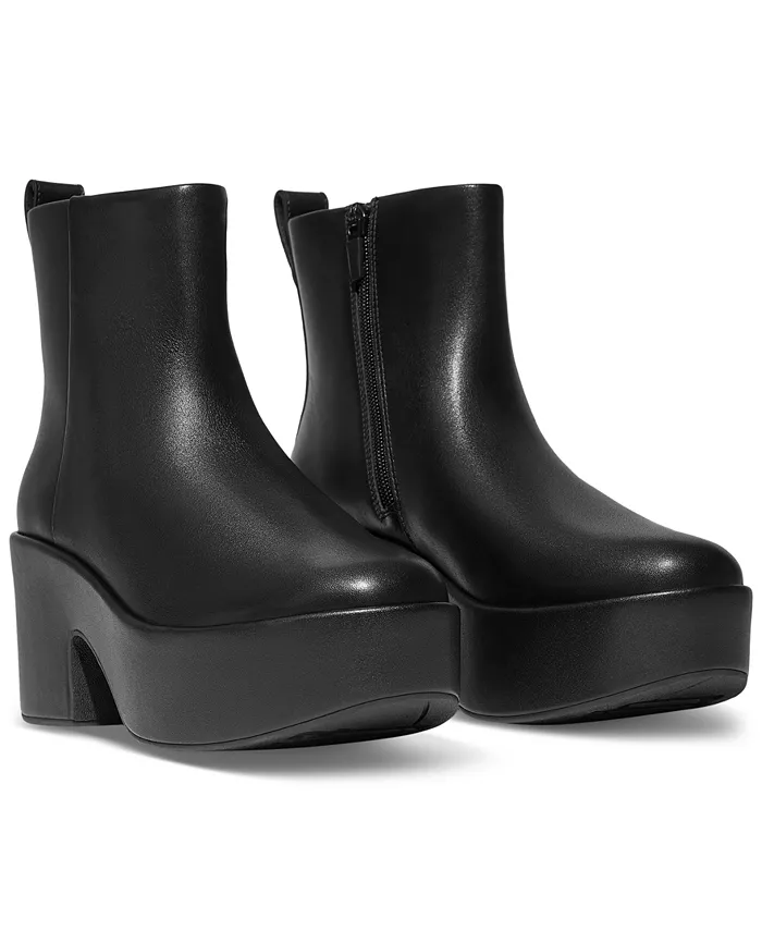 Женские ботильоны на платформе с кожаным верхом и каблуком Fitflop, черный — фото 4