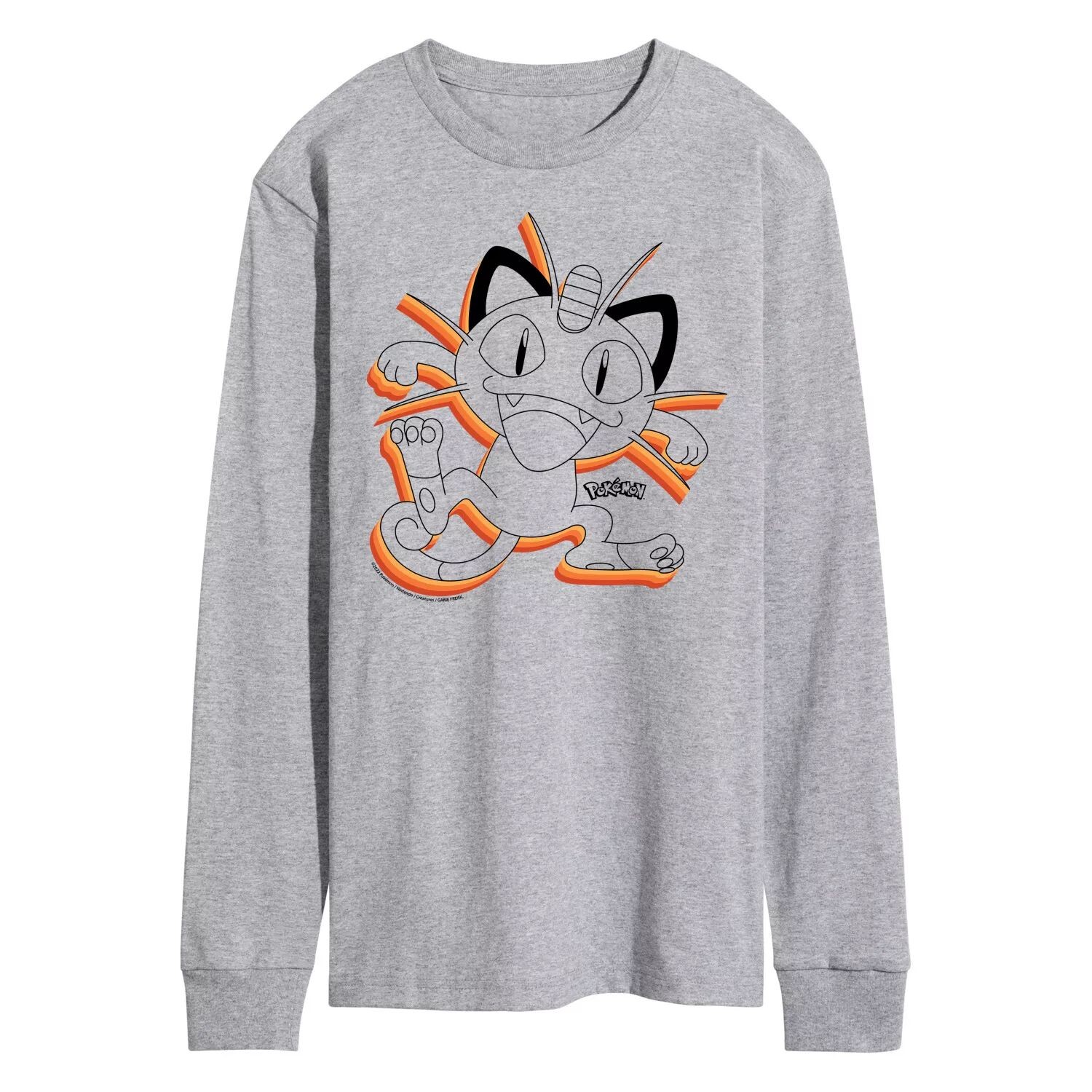 

Мужская футболка с длинными рукавами Pokémon Meowth Licensed Character
