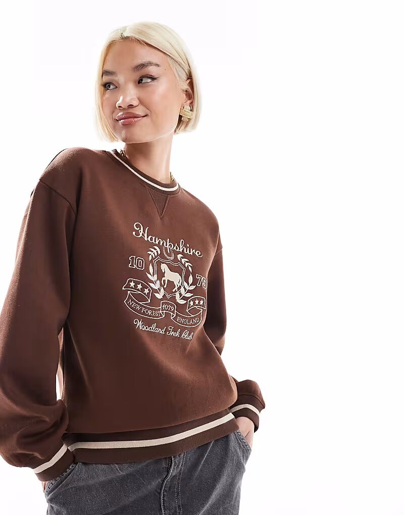 

Толстовка Threadbare Hampshire с вышивкой коричневого цвета