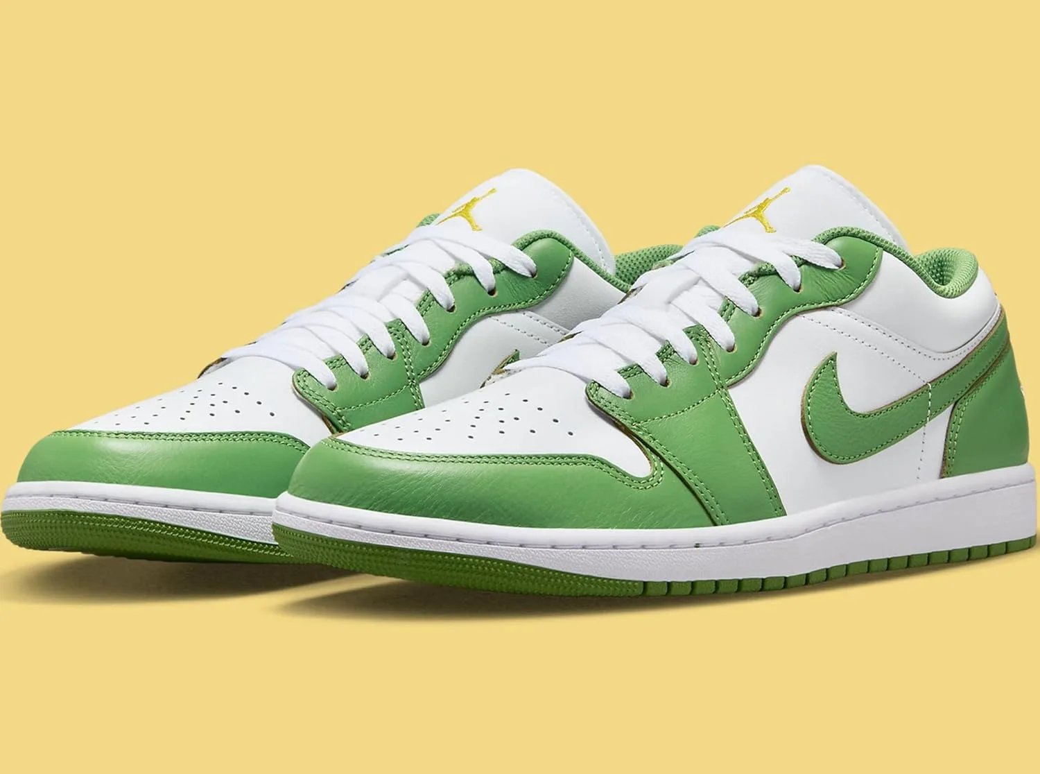 Мужские кроссовки Jordan 1 Low SE White/Chlorophyll-Lightening (HF4823 100), белый — фото 4