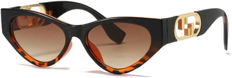 

Винтажные солнцезащитные очки в маленькой оправе 2027 года для женщин и мужчин, солнцезащитные очки с защитой от УФ-излучения UV400 MTZJH, Black Leopard Tea