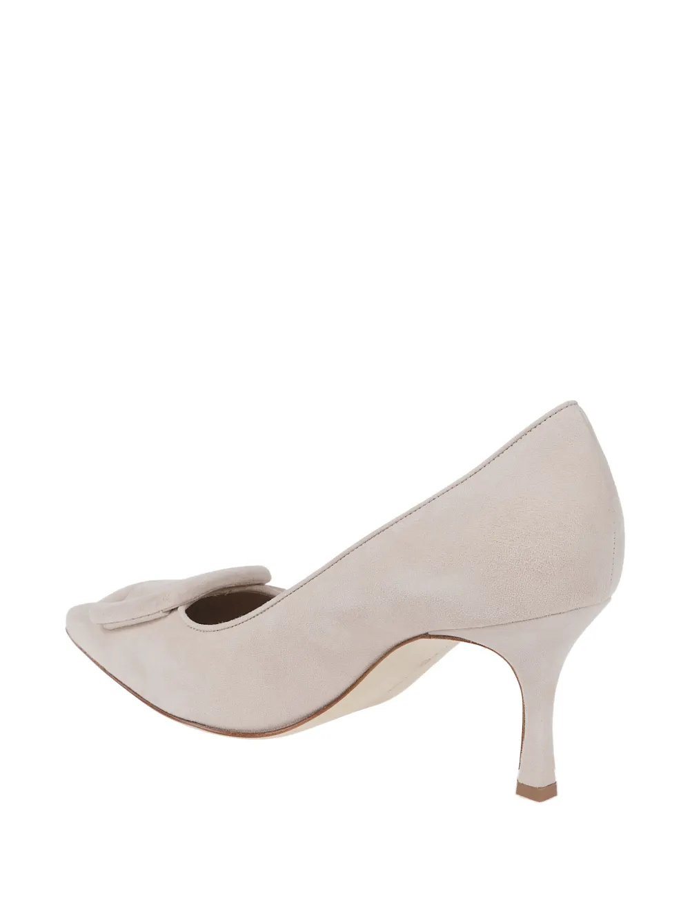 Кожаные туфли на каблуке Manolo Blahnik, нейтральный — фото 3
