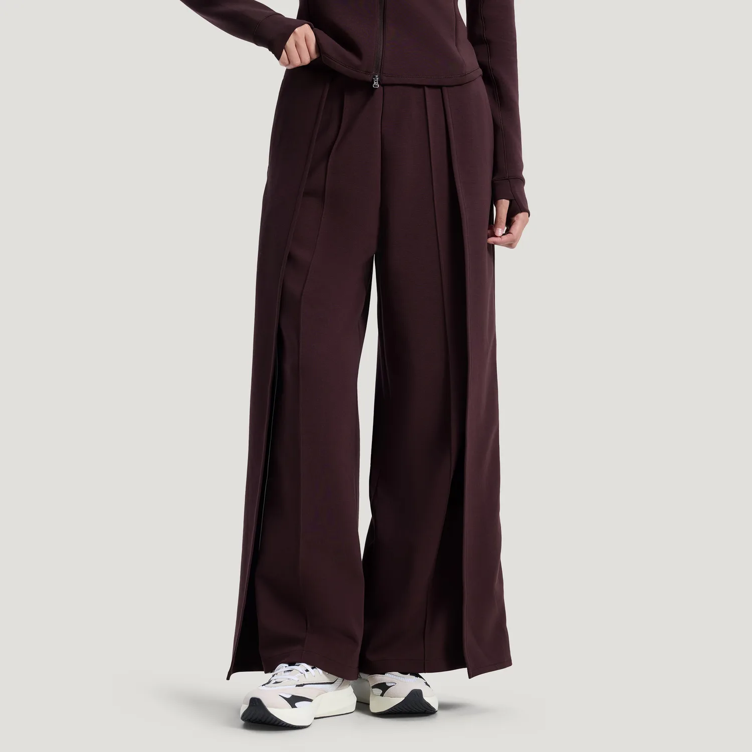 Широкие плиссированные брюки casual от Samuel Gui Yang Adidas, темно-коричневый — фото 4