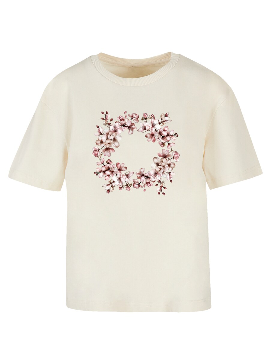 

Футболка F4NT4STIC Rosa Frühlings Blumenkranz Dekor, Light beige
