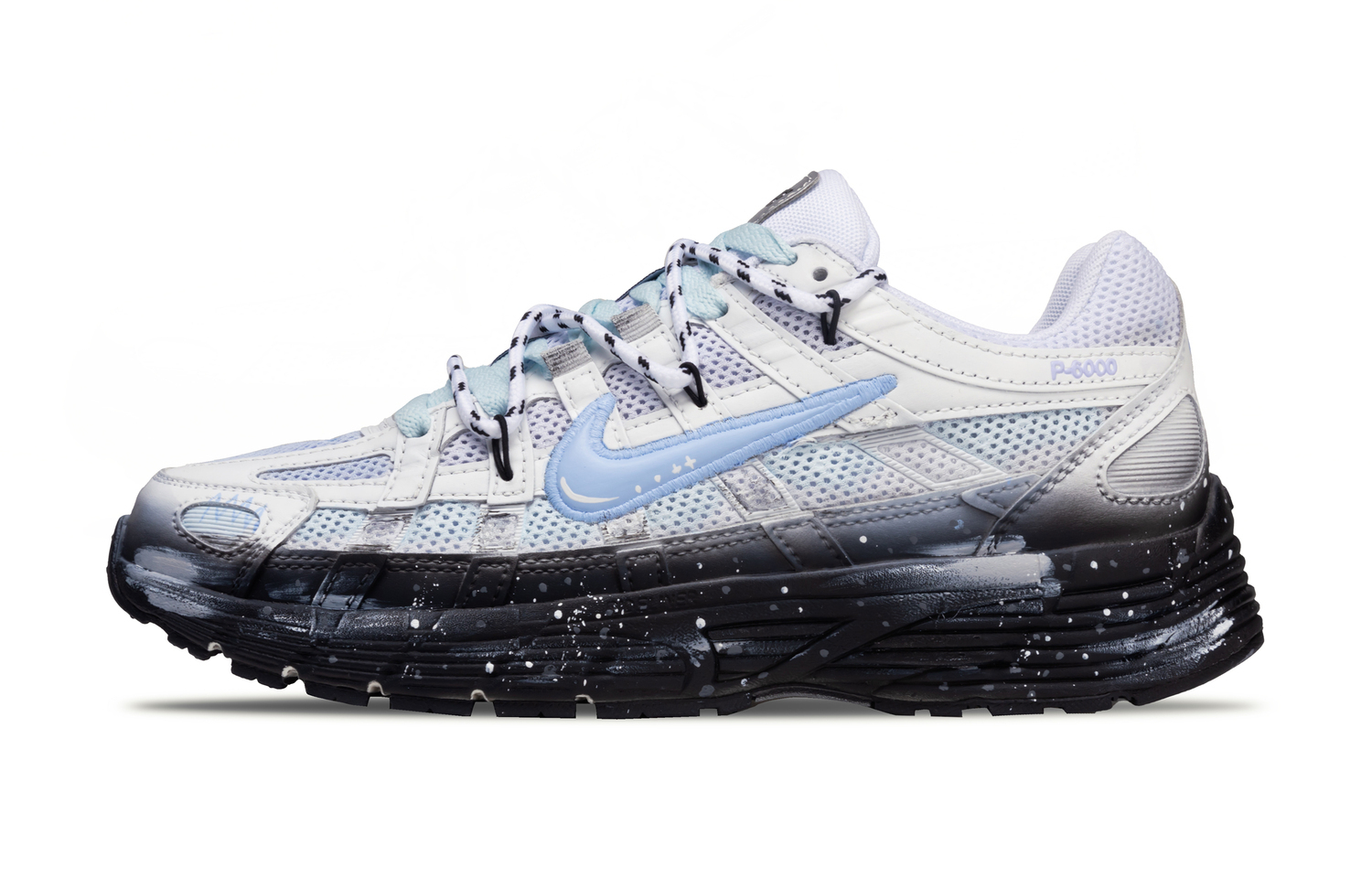 

Nike Мужские повседневные кроссовки для бега low top, синий черный, P 6000 амортизация, износостойкие