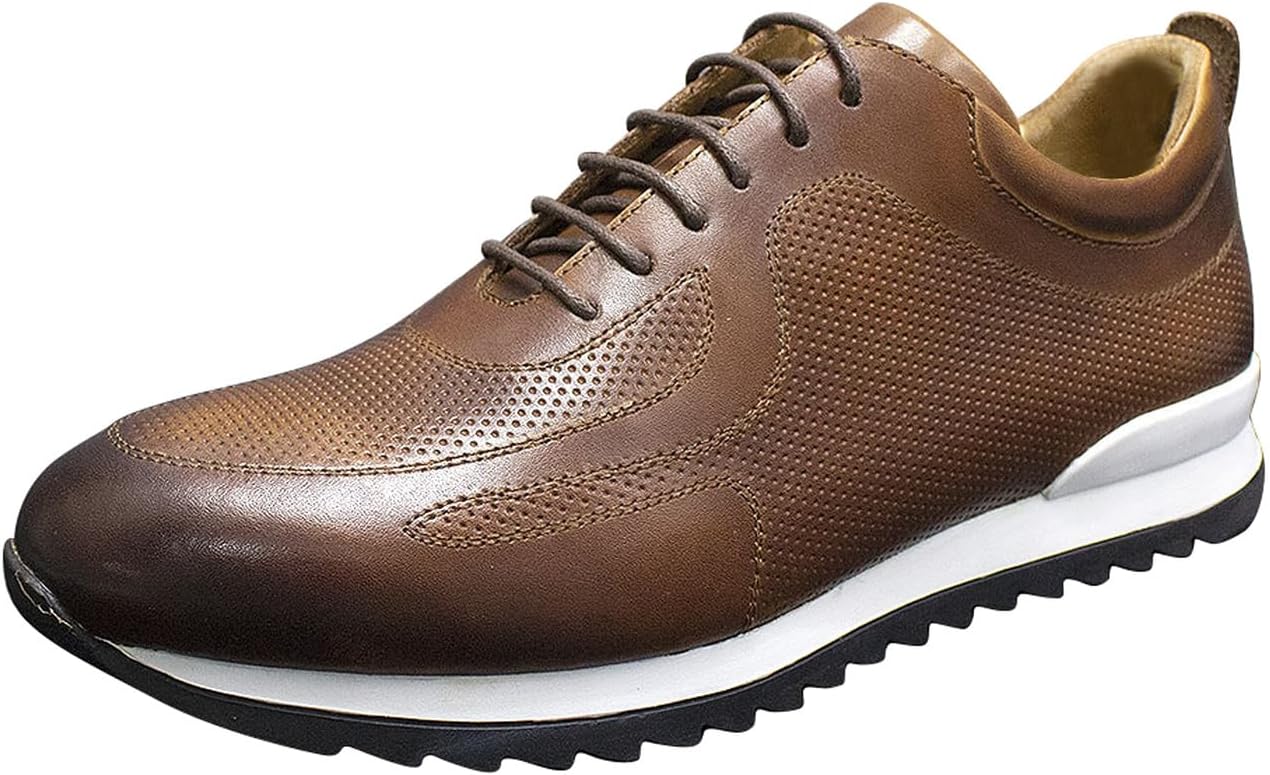 

Кроссовки Santimon Athletic для мужчин, повседневная обувь, модные и комфортные для прогулок, современные дышащие из натуральной кожи, плоские оксфорды, туфли смокинг, деловая повседневная обувь дерби для мужчин, коричневый