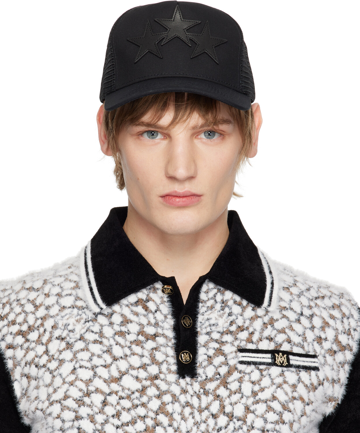 

Черная кепка дальнобойщика с тремя звездами AMIRI, черный/черный