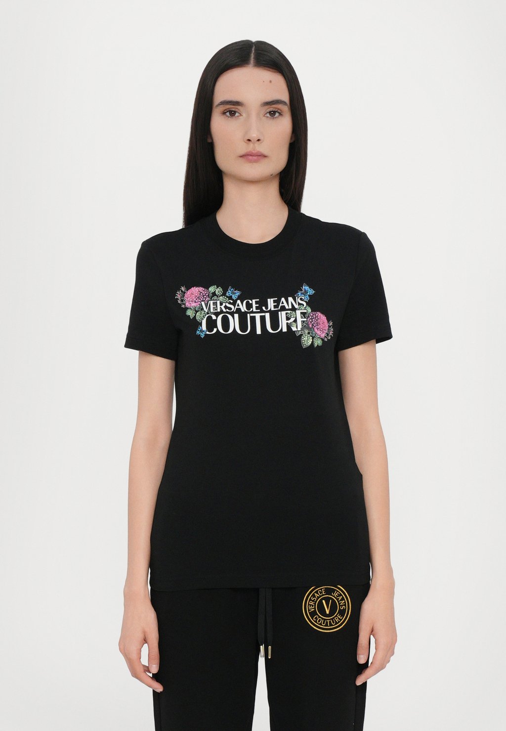 

Футболка с принтом Versace Jeans Couture, черный