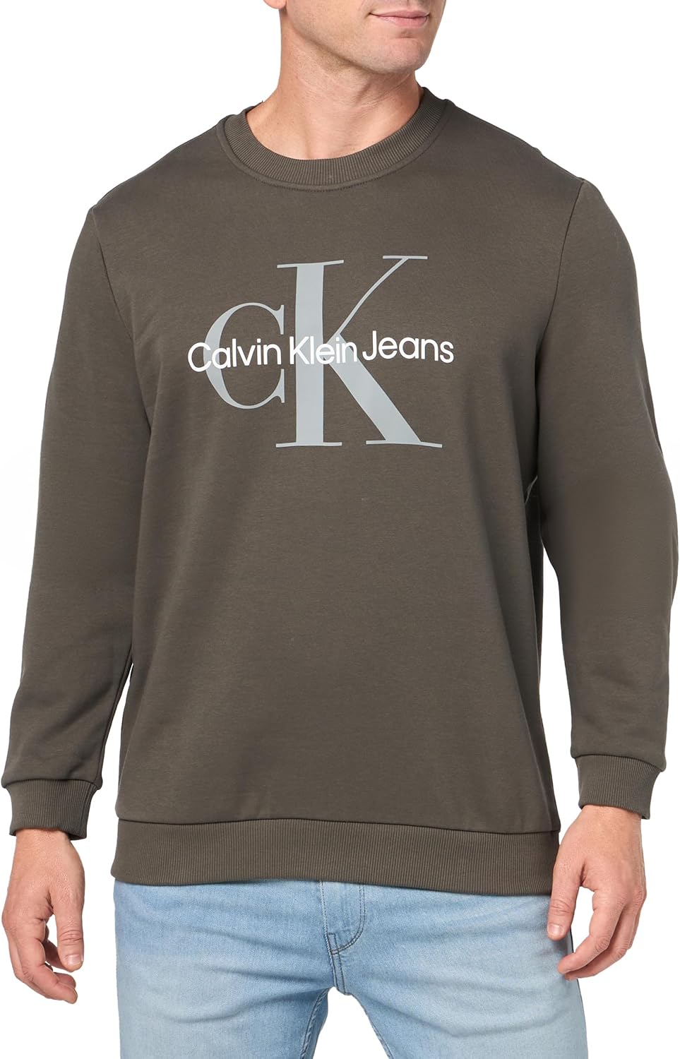 

Мужская толстовка с круглым вырезом и монограммой Calvin Klein, Beluga