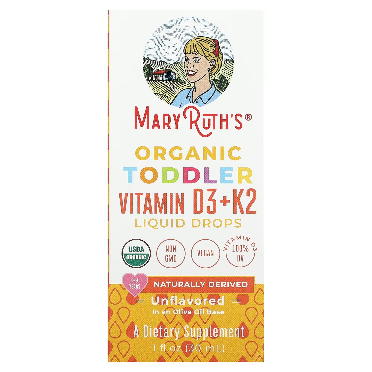 

Органические жидкие капли витамина D3 + K2 для малышей MaryRuth's, 30 мл