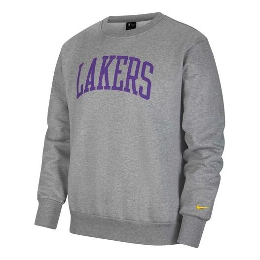 

Толстовка courtside heritage fleece round neck pullover los angeles lakers gray Nike, серый