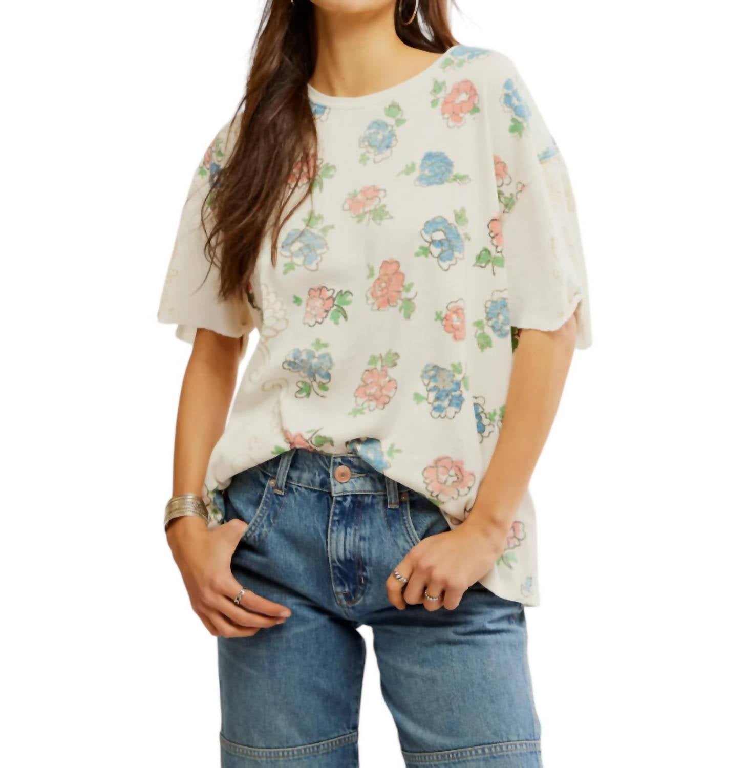 

Футболка с принтом Nina Boheme в цвете слоновой кости Free People