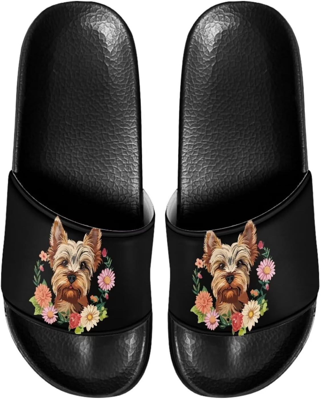 

Женские шлепанцы слайд Нескользящие летние домашние тапочки для девочек Слипоны флип-флоп Judentidos, Yorkshire Terrier Floral