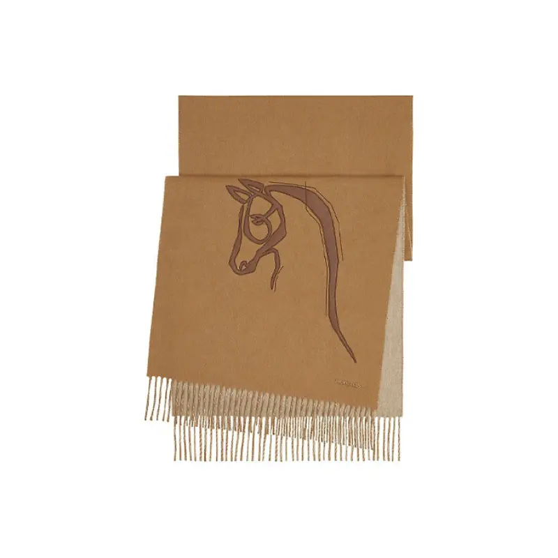 

HERMES Шарф вязаный унисекс, Camel/Beige
