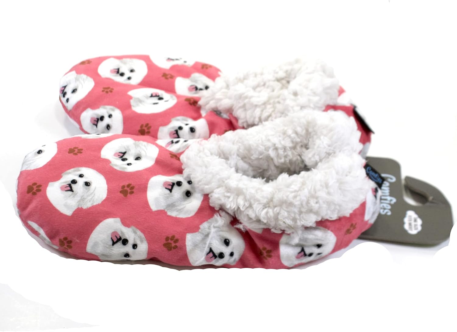 Тапочки Comfies - Уютные домашние тапочки с шерпой для женщин и мужчин - Домашняя обувь - Подарок любителям животных - Нескользящая подошва - Один размер подходит большинству - Унисекс, Maltese — фото 3