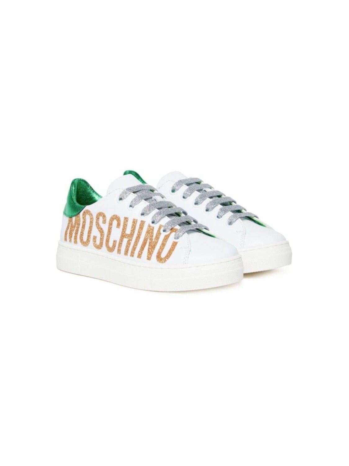 

Moschino Kids кроссовки с блестками и логотипом, белый