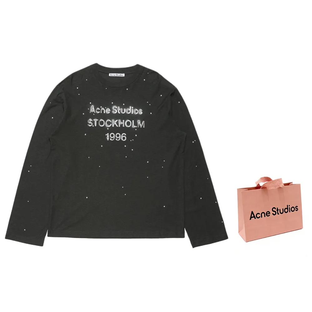 Футболка с длинным рукавом с логотипом Acne Studios, Black+Shopping Bag