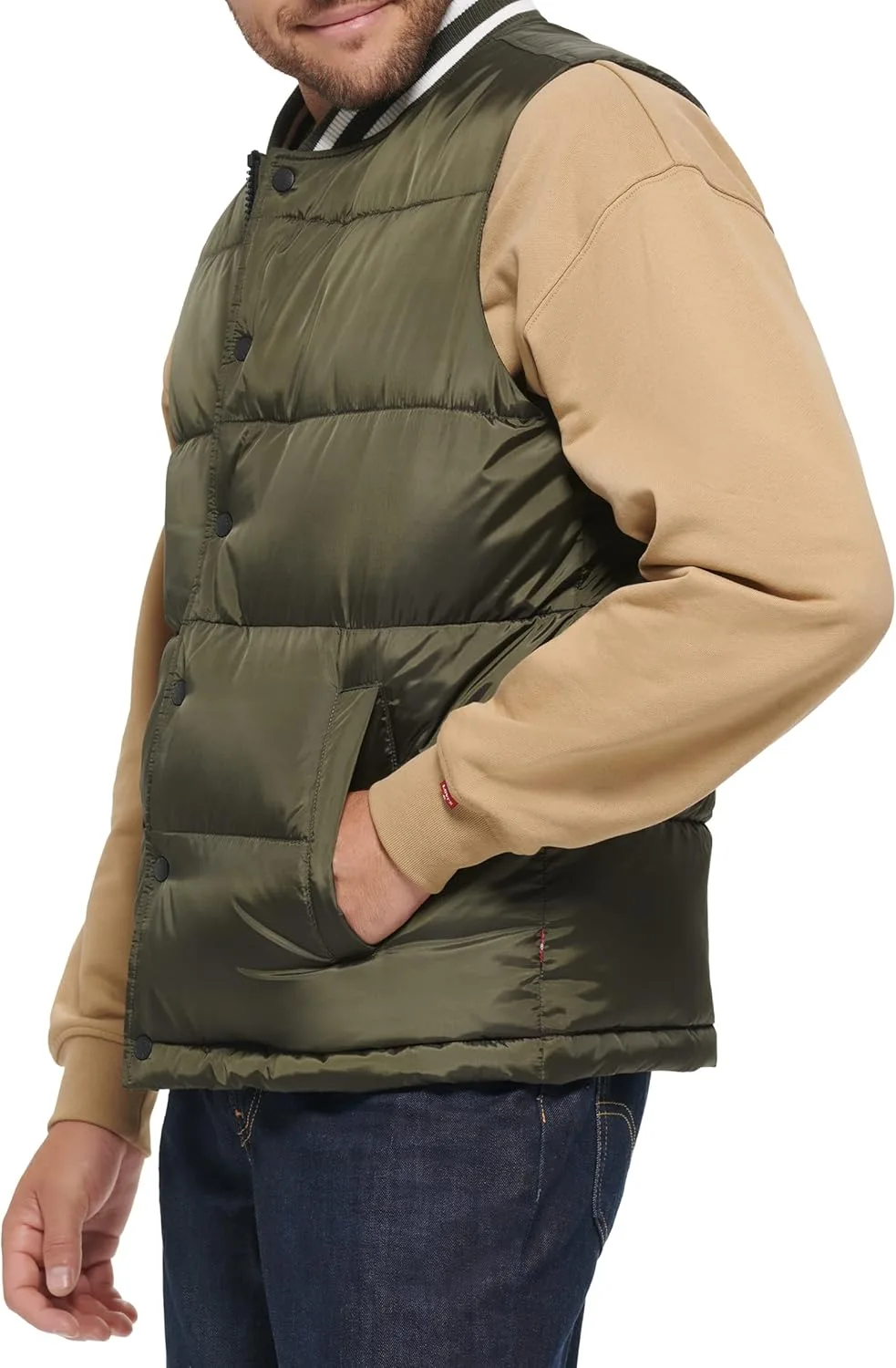 Мужская пуховая куртка Levi's Varsity, оливковый — фото 4