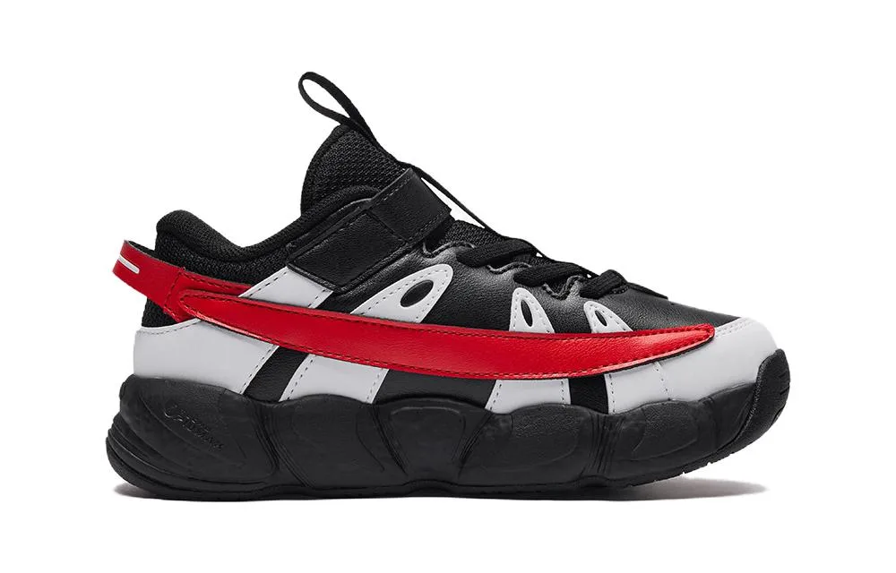 FILA KIDS Кроссовки детские баскетбольные low top из синтетической кожи с амортизацией croissant черный белый красный — фото 3