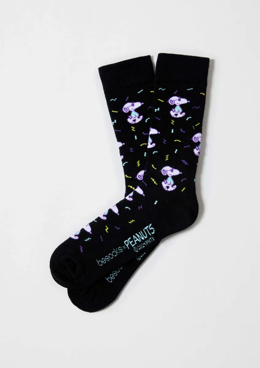 

Носки унисекс со Снупи из черного органического хлопка Besocks, чёрный