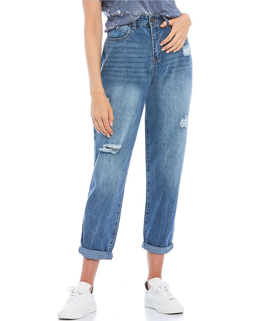 

Джинсы YMI Jeanswear с высокой посадкой и подвернутыми манжетами, синий