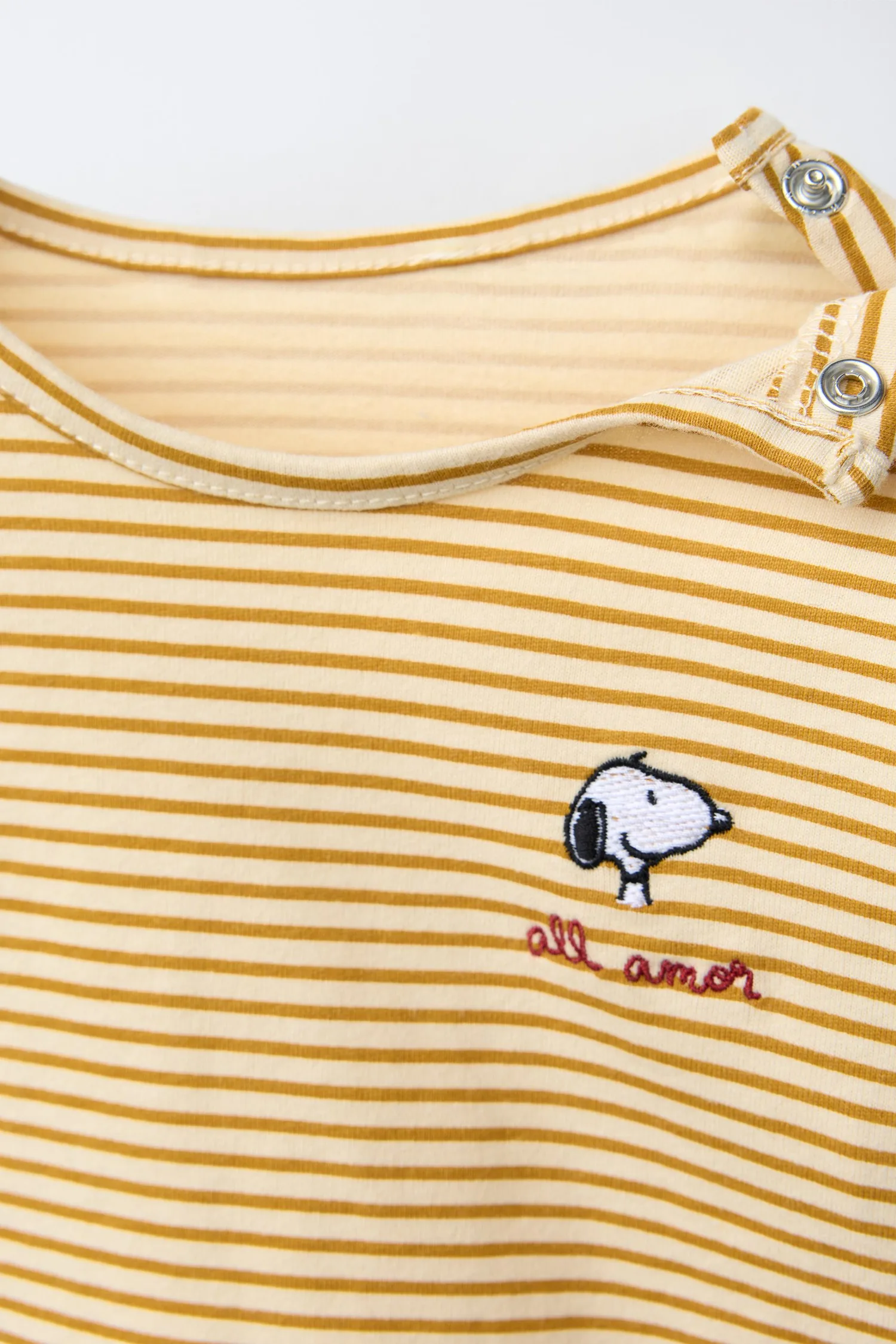 Полосатая футболка snoopy peanuts Zara, охра — фото 3