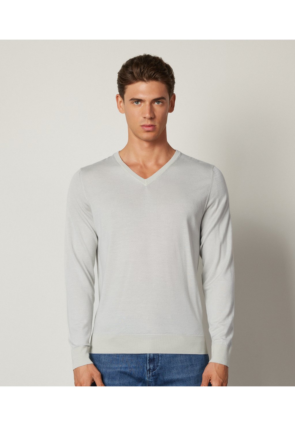 

Джемпер ULTRAFINE V-NECK Falconeri, светло-серый пестрый