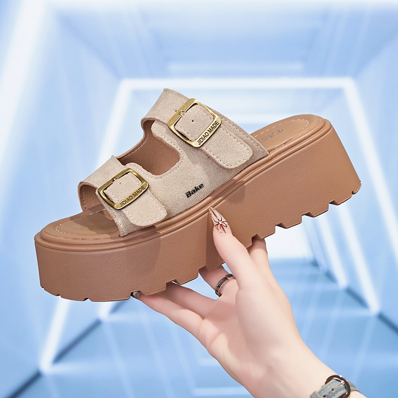 BAKE Женские сандалии на одной застежке бежевые, цвет Beige — фото 2