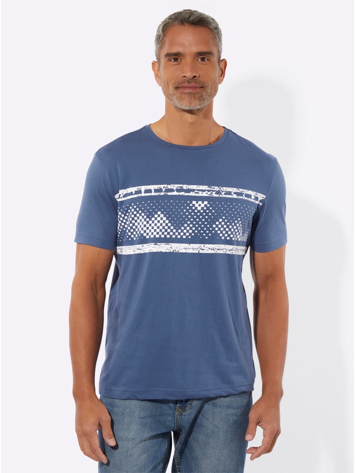 

Рубашка с круглым вырезом из денима сине-белого цвета Sieh an!