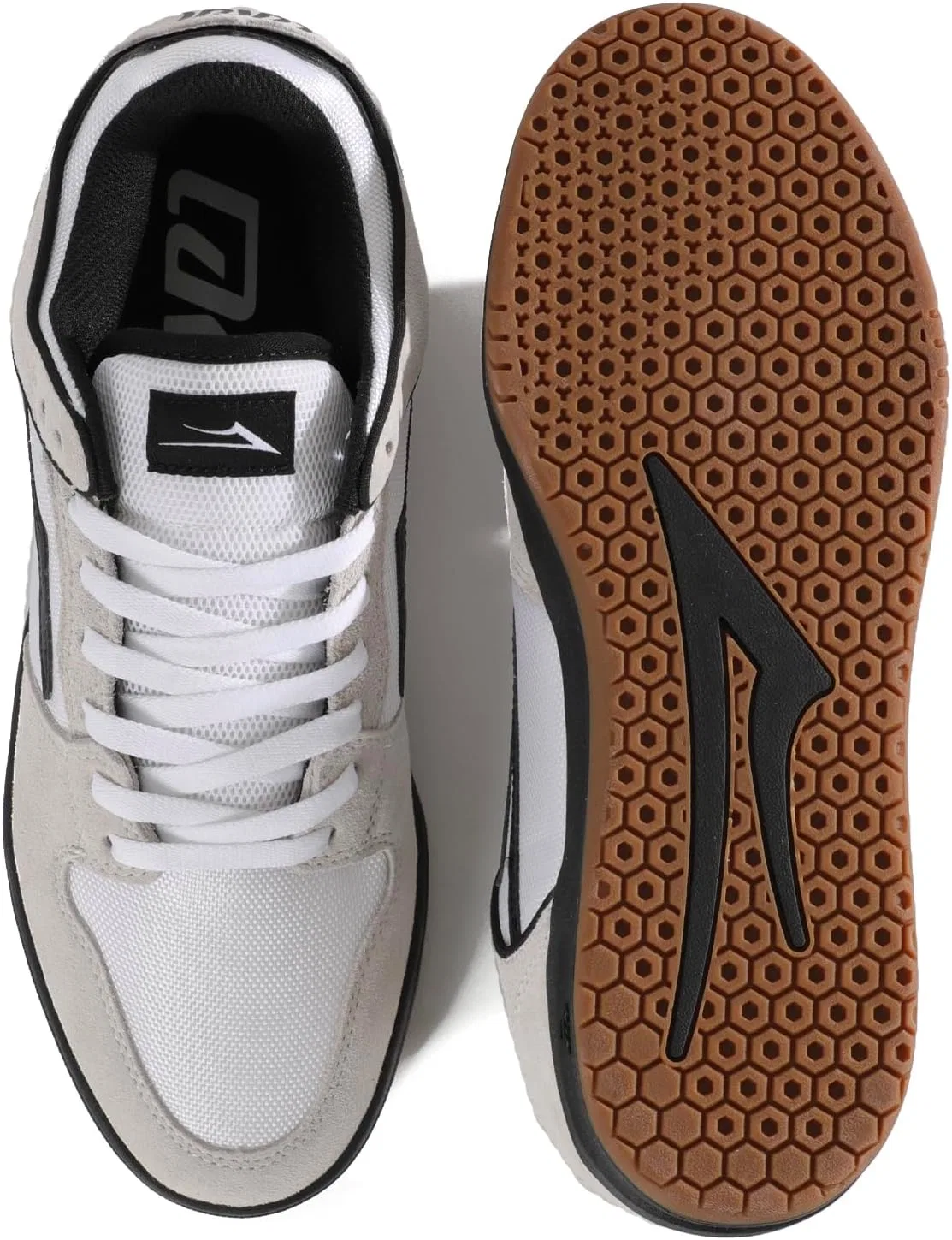 Мужские скейтбордистские кроссовки Lakai Cardiff - дышащие повседневные кроссовки, White Suede Cordura Black — фото 4