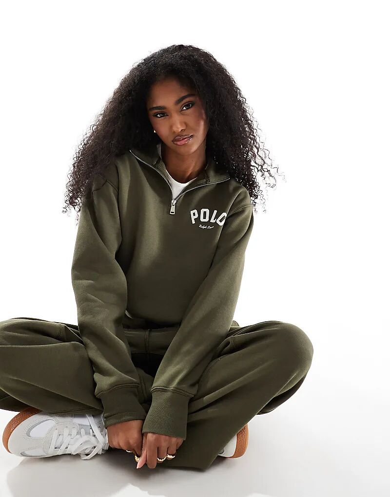 

Толстовка Polo Ralph Lauren Co-ord с застежкой-молнией на половину длины, темно-зеленого цвета