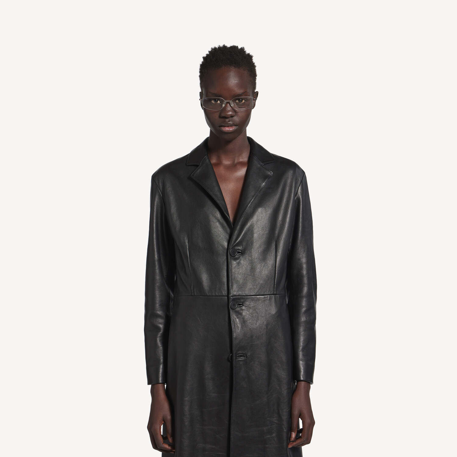 Женское приталенное пальто черного цвета BALENCIAGA, черный — фото 4