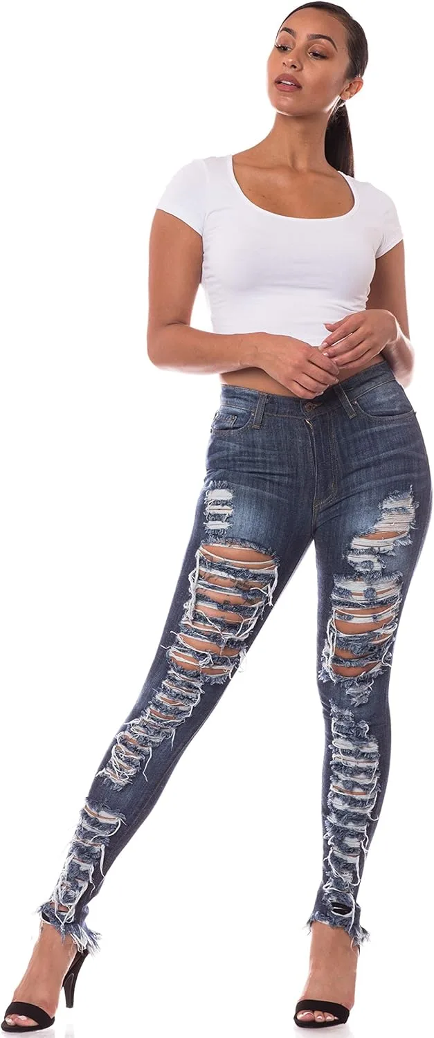 

Джинсы Aphrodite Mid Rise для женщин — скинни, стрейч, потертые AP Blue