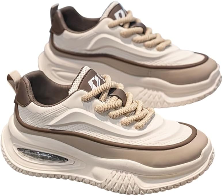 

Мужские спортивные повседневные туфли - однотонные низкие кеды на шнуровке, подходят для повседневной носки и активного отдыха Hoalox, бежевый