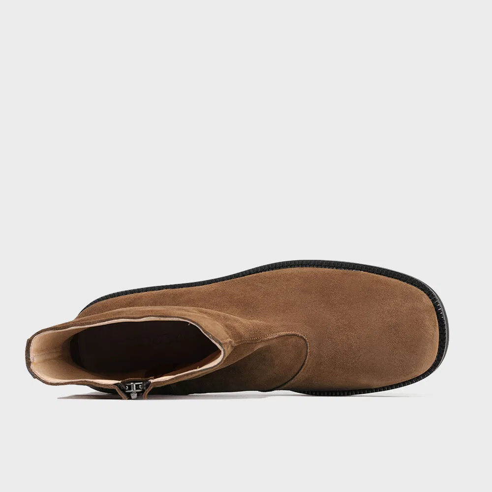 Мужские замшевые ботинки на молнии Mid Brown с подошвой Vibram от Firenze.A — фото 4