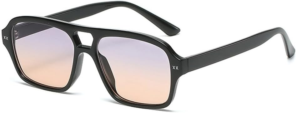 

Ретро-солнцезащитные очки с двойной перемычкой для женщин, квадратной формы, модные очки с градиентным переходом цвета, трендовые мужские солнцезащитные очки с линзами Ocean Lens UV400 WNCKSQ, Black Gray Orange