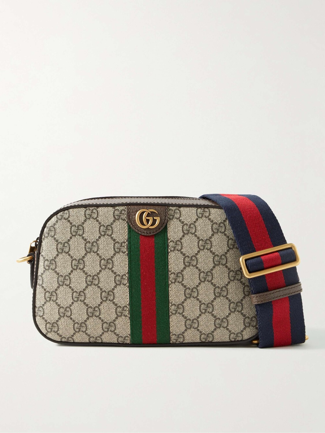 

Сумка-мессенджер Ophidia из парусины с покрытием и монограммой с кожаной отделкой GUCCI, бежевый