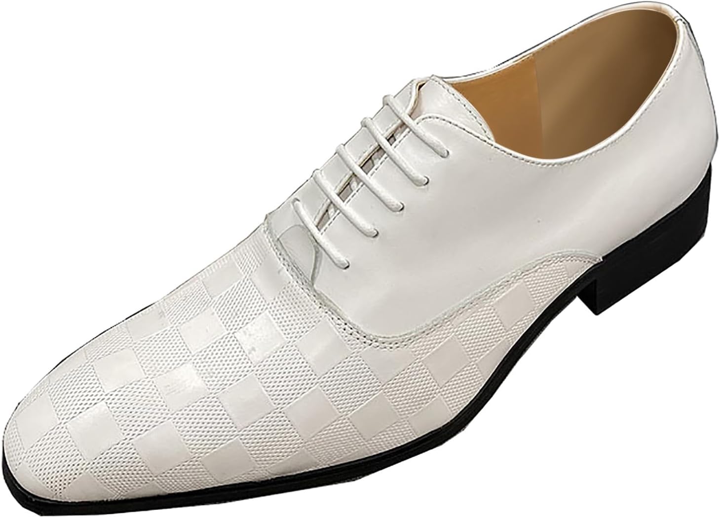 

Мужские классические оксфорды Santimon из натуральной кожи в клетку, туфли для смокинга, деловые повседневные туфли для мужчин, белый