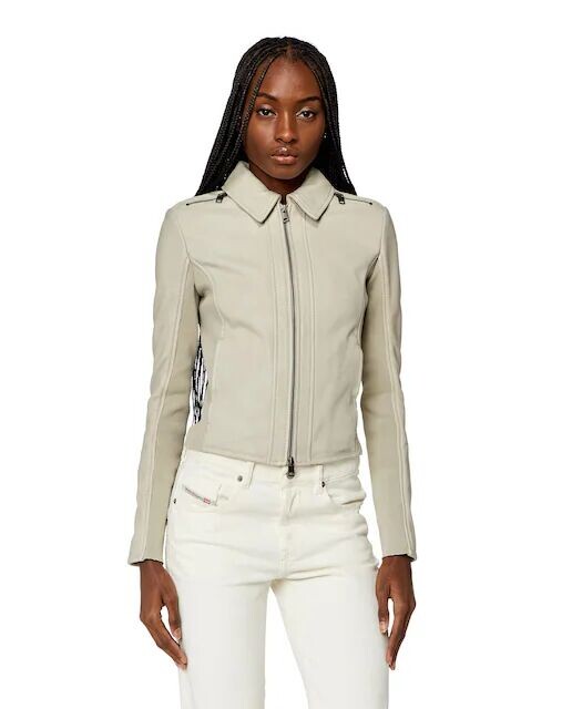 

Женская кожаная куртка на молнии Diesel, бежевый