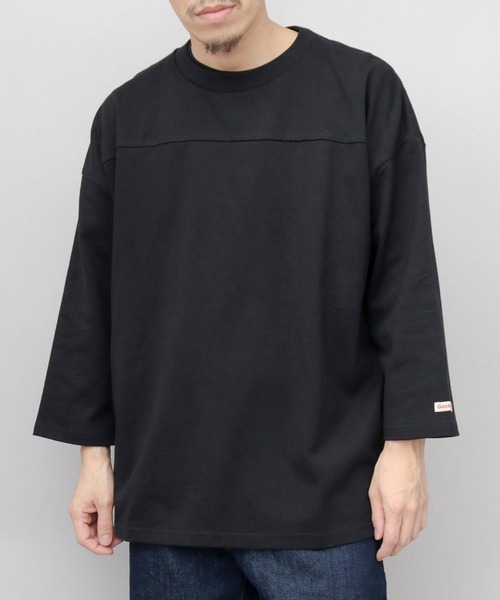 

Футболка для американского футбола, хлопковая, плотность 215 г/м², с рукавами три четверти, контрастными деталями и свободным силуэтом Goodwear, черный