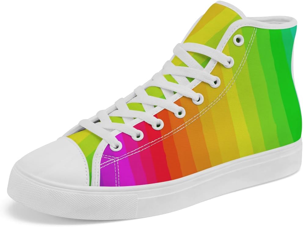 

Высокие кеды с градиентным радужным рисунком для мужчин и женщин, кеды из парусины на шнуровке, повседневная обувь, подарок для папы и мамы Chebing, 617 Rainbow