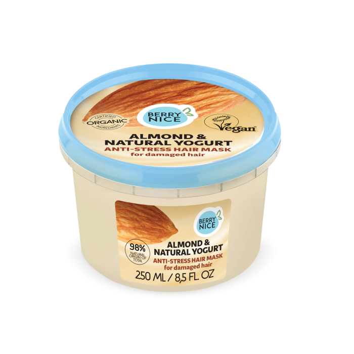 

Маска для волос mascarilla capilar antiestrés almendra y yogur Berry Nice, объем 250 мл